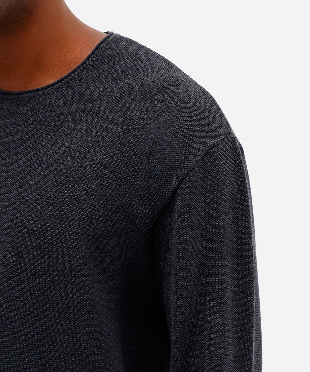 suéter masculino de tricot texturizado cinza