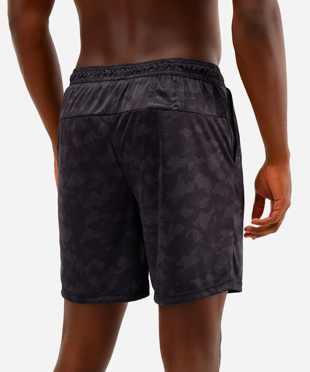 short masculino esportivo com bermuda interna camuflado preto