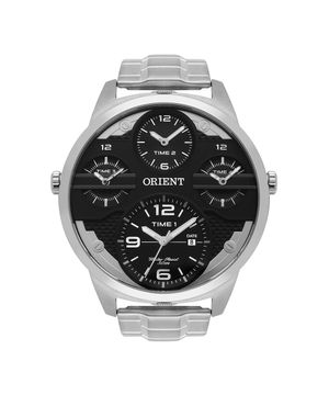 relógio masculino orient mbsst002p2sx dual time prateado