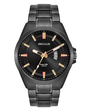 relógio masculino seculus 44254gpsvpa3 analógico calendário preto