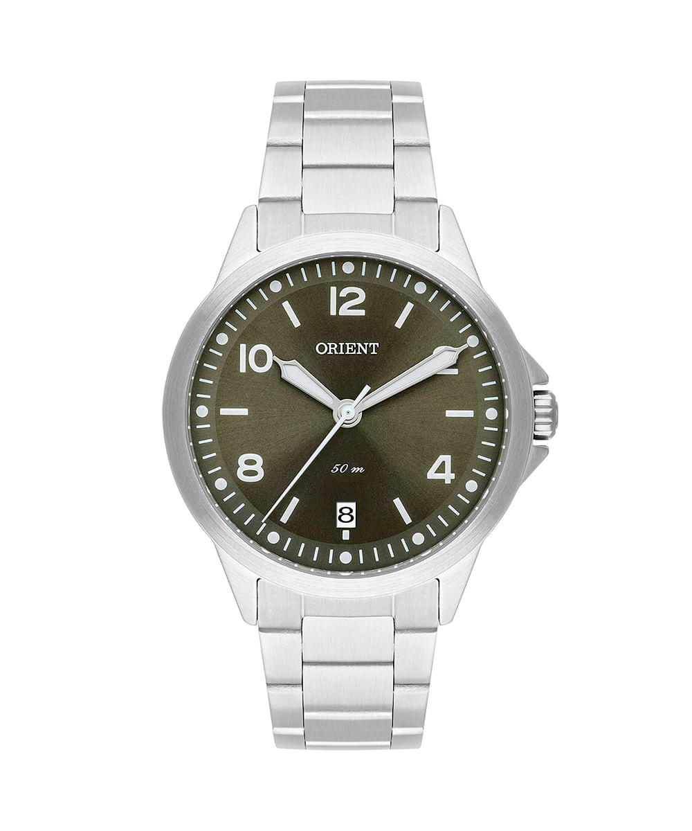 relógio feminino orient fbss1159e2sx analógico calendário prateado