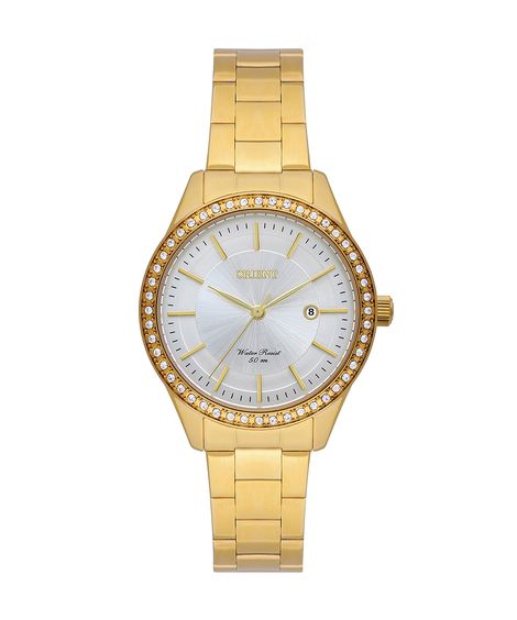 relógio feminino orient fgss1255s1kx analógico calendário dourado