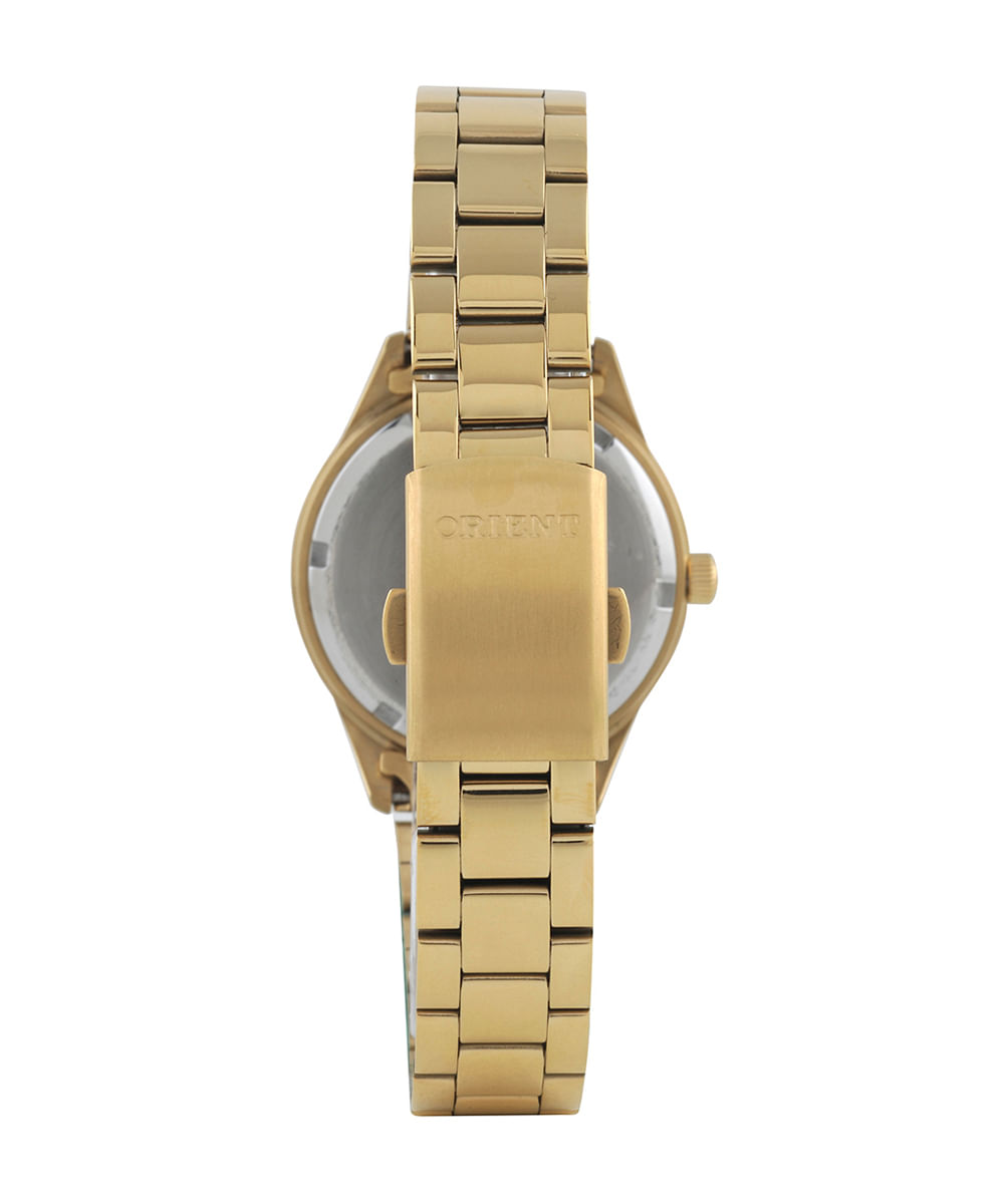 relógio feminino orient fgss1255s1kx analógico calendário dourado