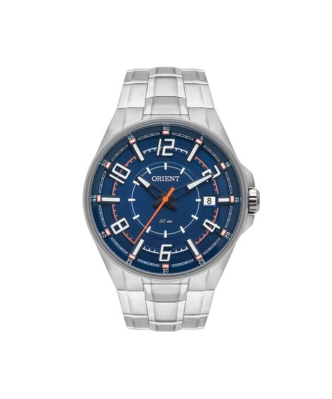 relógio masculino orient mbss1442dosx analógico-calendário prateado