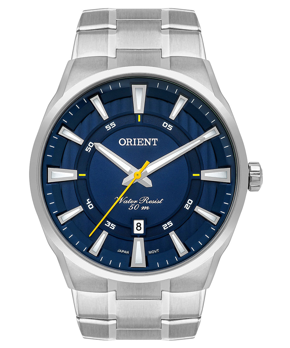 relógio masculino orient mbss1370d1sx analógico calendário prateado