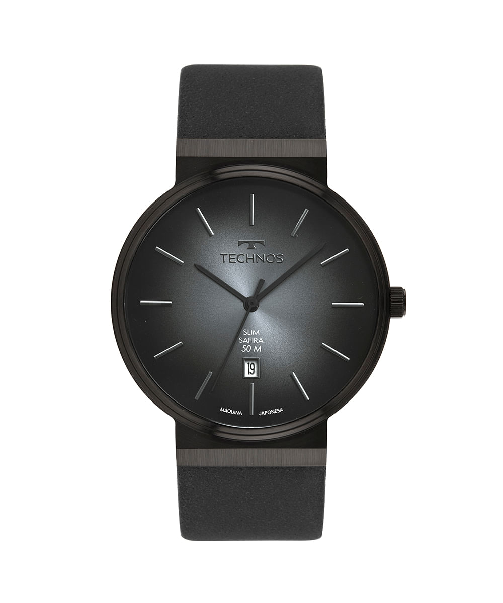 relógio masculino technos gm12aj0p analógico-calendário preto