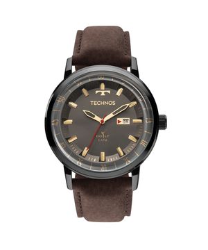 relógio masculino technos 2115laq2m analógico-calendário marrom