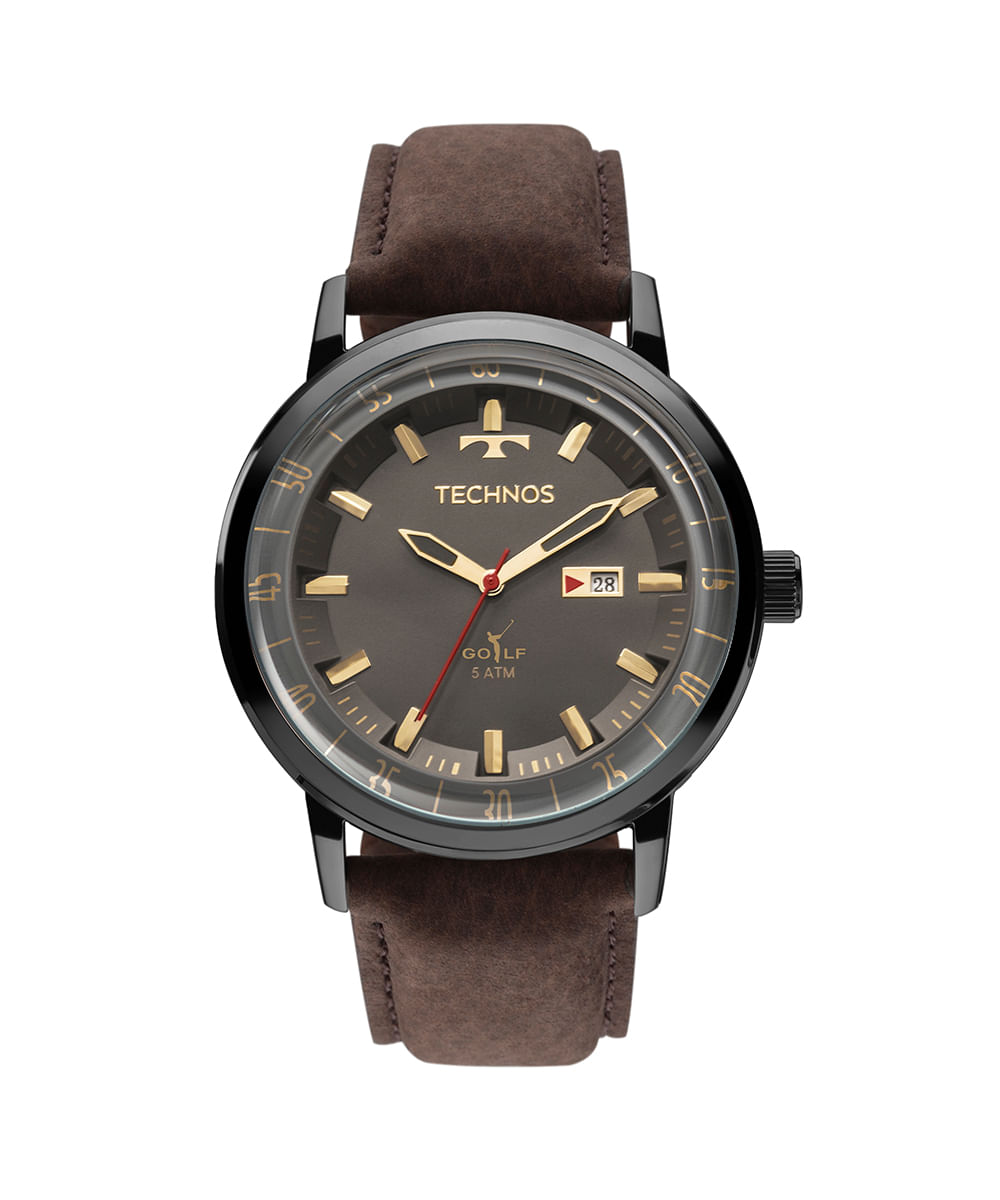relógio masculino technos 2115laq2m analógico-calendário marrom