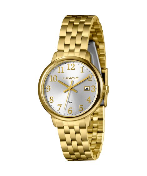 relógio feminino lince lrgh194l36s2kx analógico calendário dourado