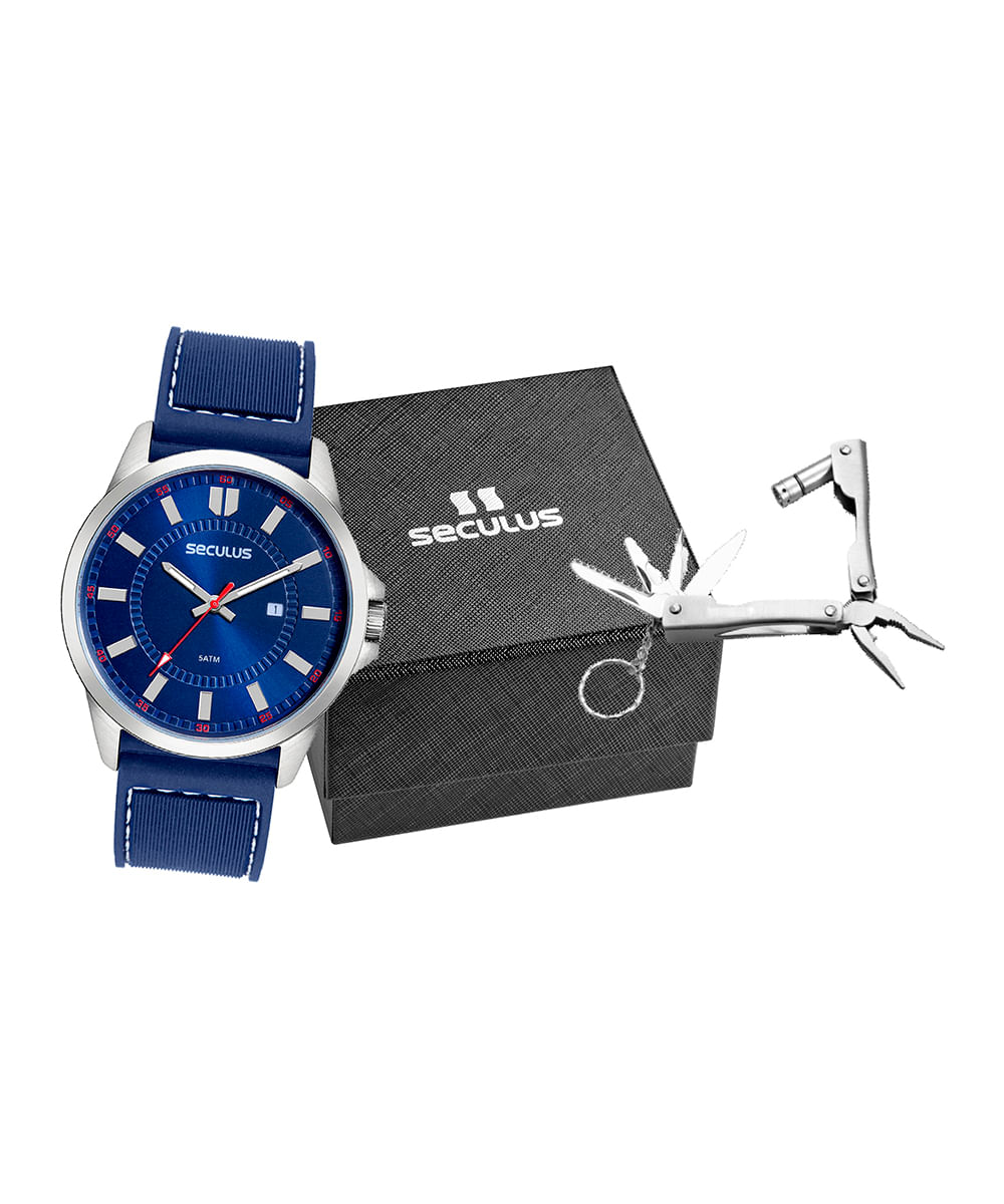 relógio masculino seculus 44230g0svnu2k analógico calendário prateado