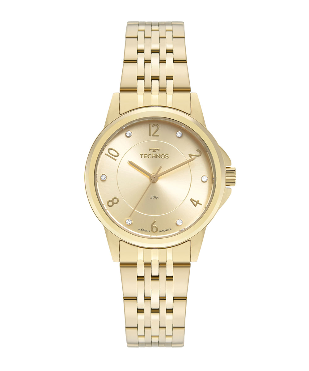 relógio feminino technos 2035mxc1x analógico dourado