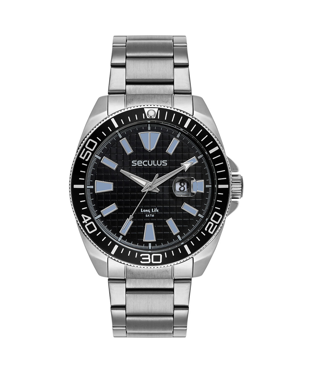 relógio masculino seculus 77258g0svna1 analógico calendário prateado