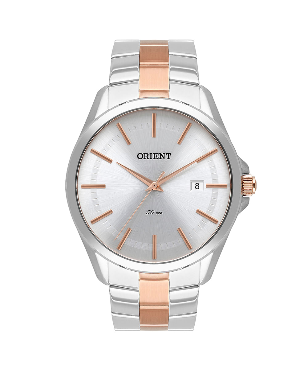 relógio masculino orient mtss1116s1sr analógico calendário prateado