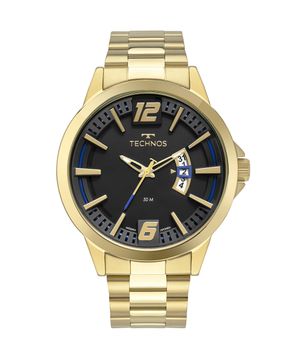 relógio masculino technos 2117lcss1p analógico-calendário dourado
