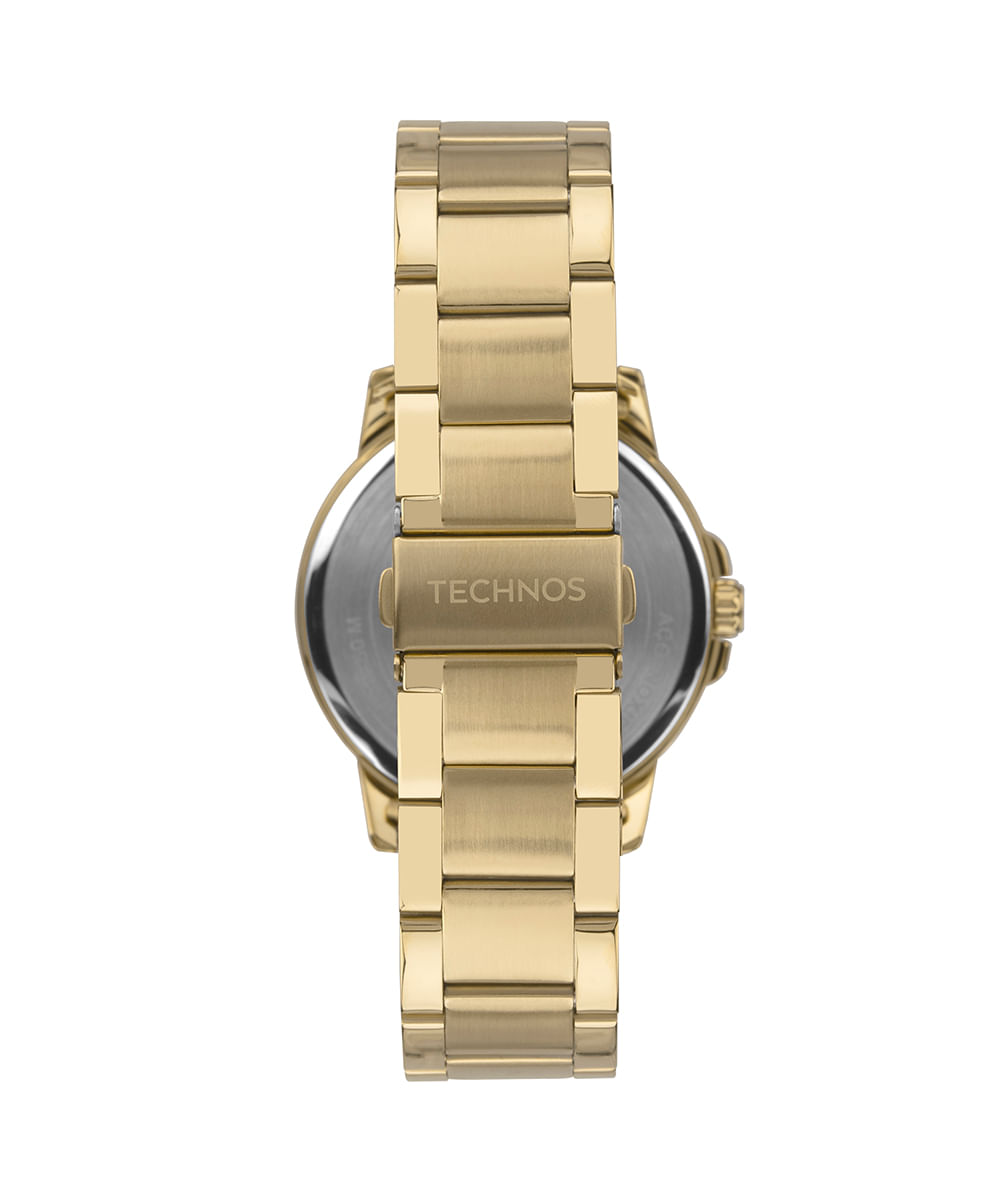 relógio masculino technos 2315lau1p analógico dourado