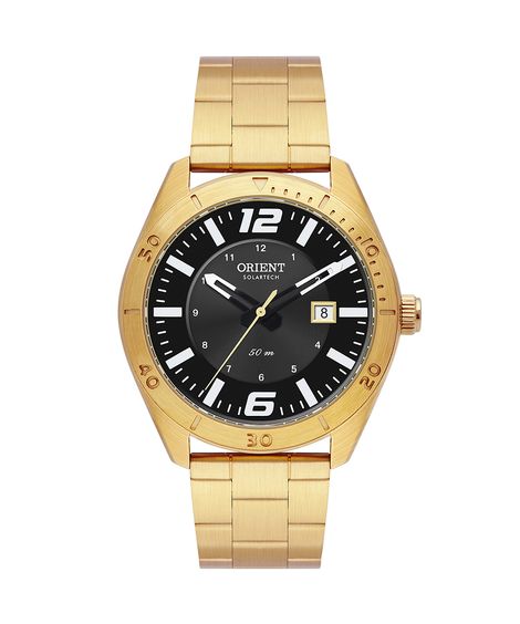 relógio masculino orient mgss1289g2kx analógico-calendário dourado