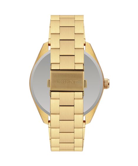 relógio masculino orient mgss1289g2kx analógico-calendário dourado