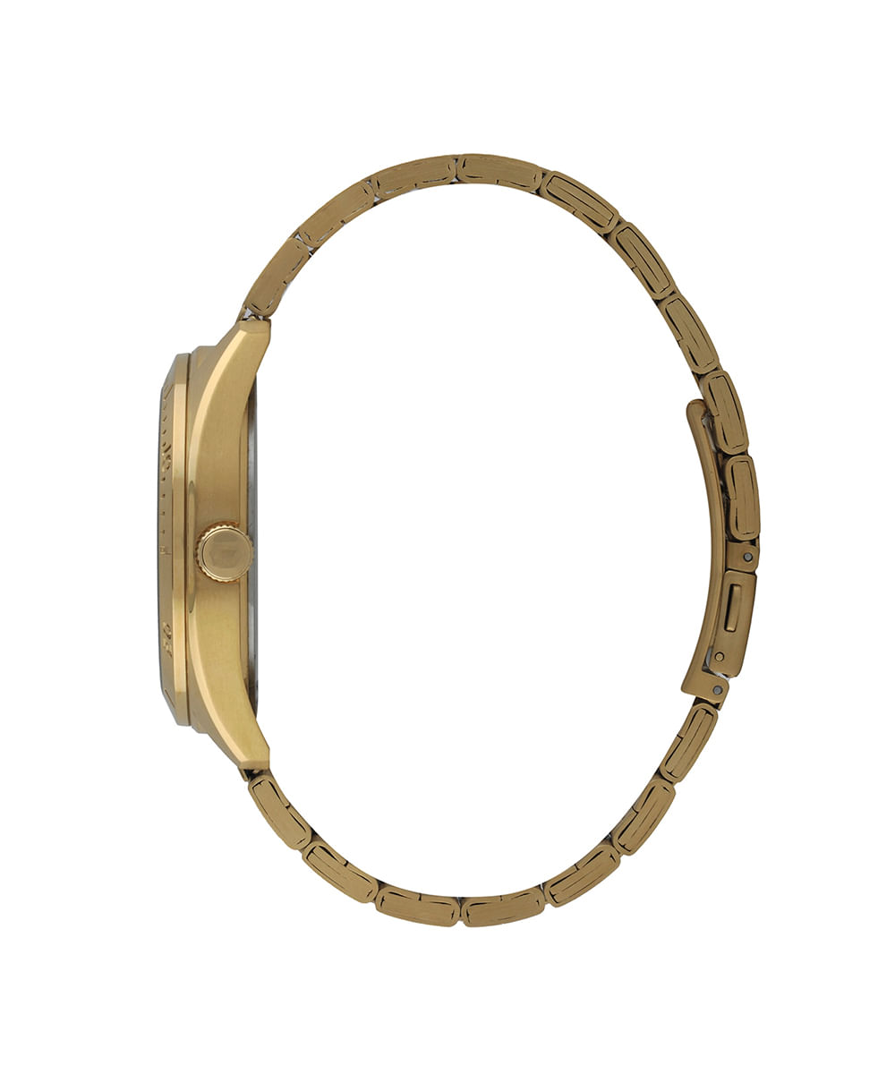 relógio masculino orient mgss1289g2kx analógico-calendário dourado