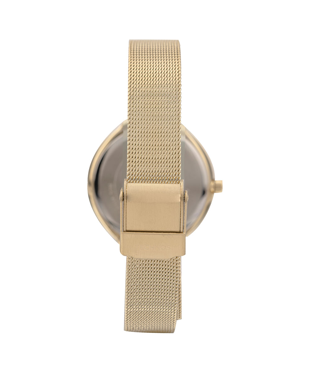 relógio feminino technos 2035mzc1d analógico dourado