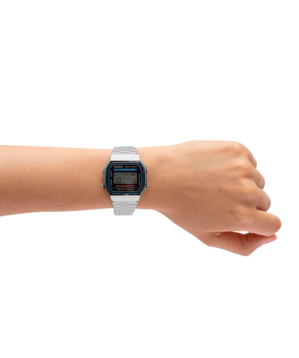 relógio masculino casio a168wa-1wdf digital prateado