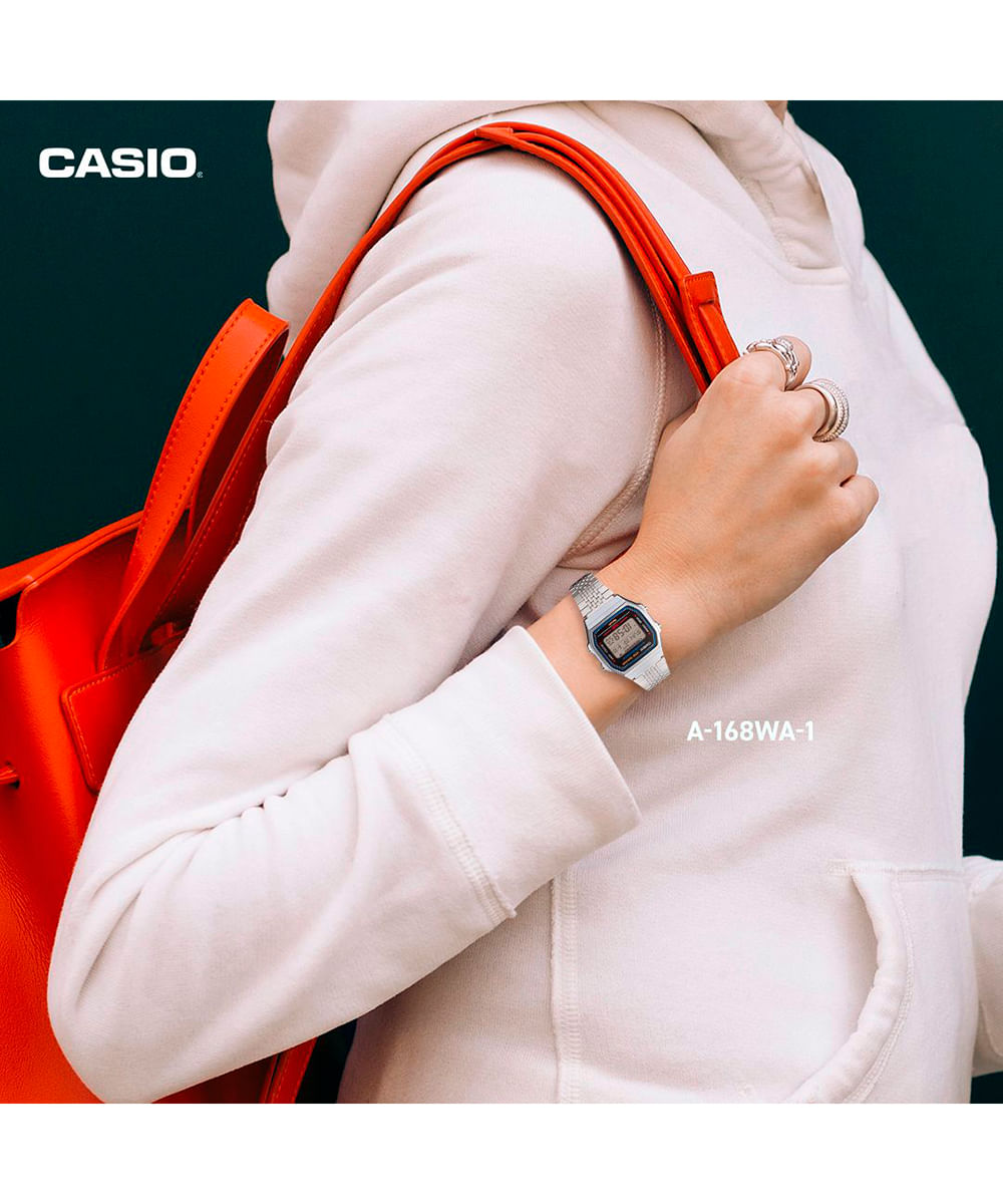 relógio masculino casio a168wa-1wdf digital prateado