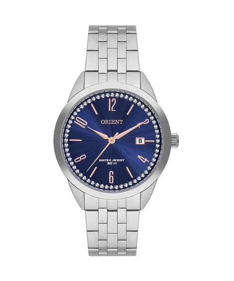 relógio feminino orient fbss1193d2sx analógico-calendário prateado
