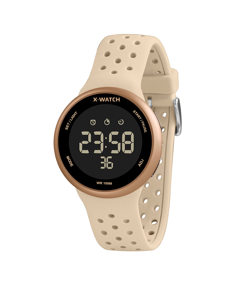 relógio feminino x-watch xfppd061wpxrx digital rosê