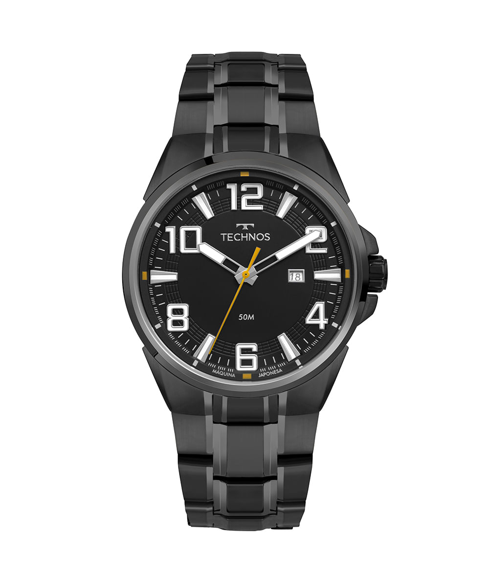 relógio masculino technos 2115tyj1p analógico preto
