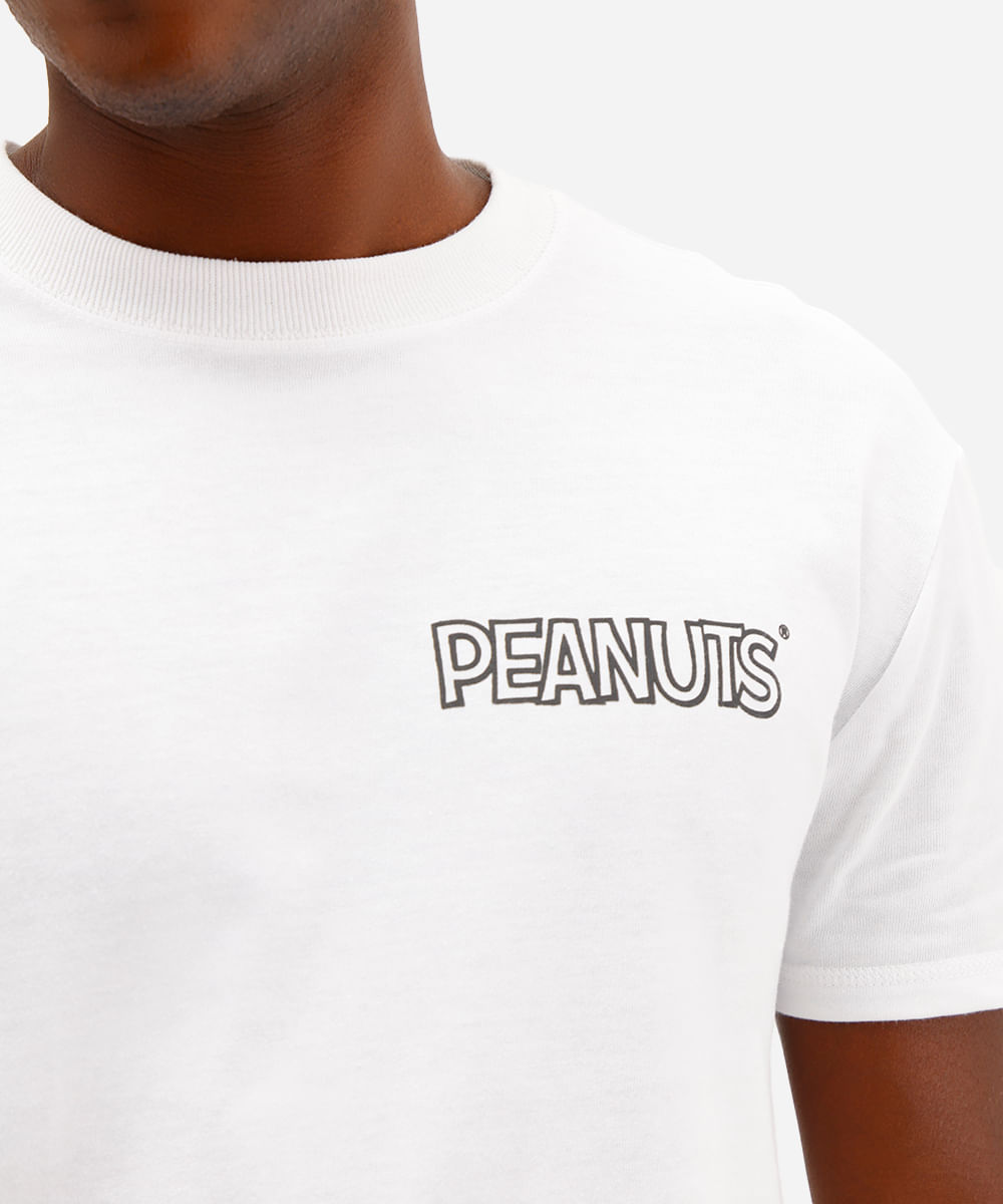 camiseta masculina de algodão manga curta snoopy off white