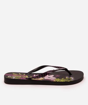 chinelo ipanema slim floral - preto