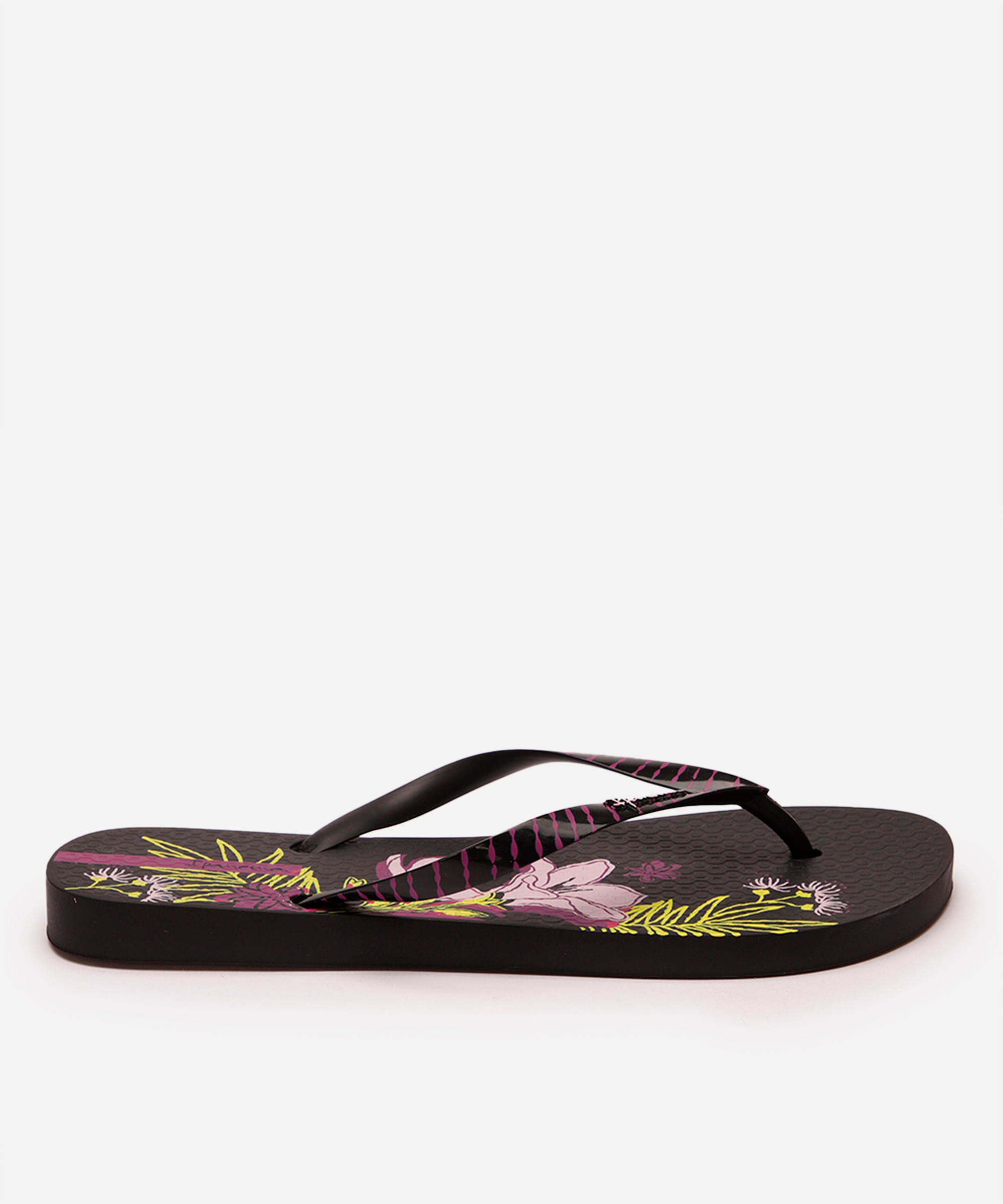 chinelo ipanema slim floral - preto