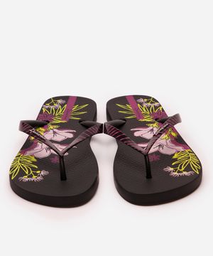 chinelo ipanema slim floral - preto