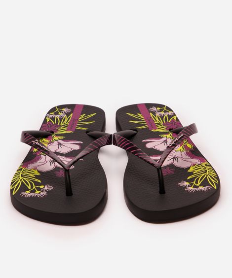 chinelo ipanema slim floral - preto