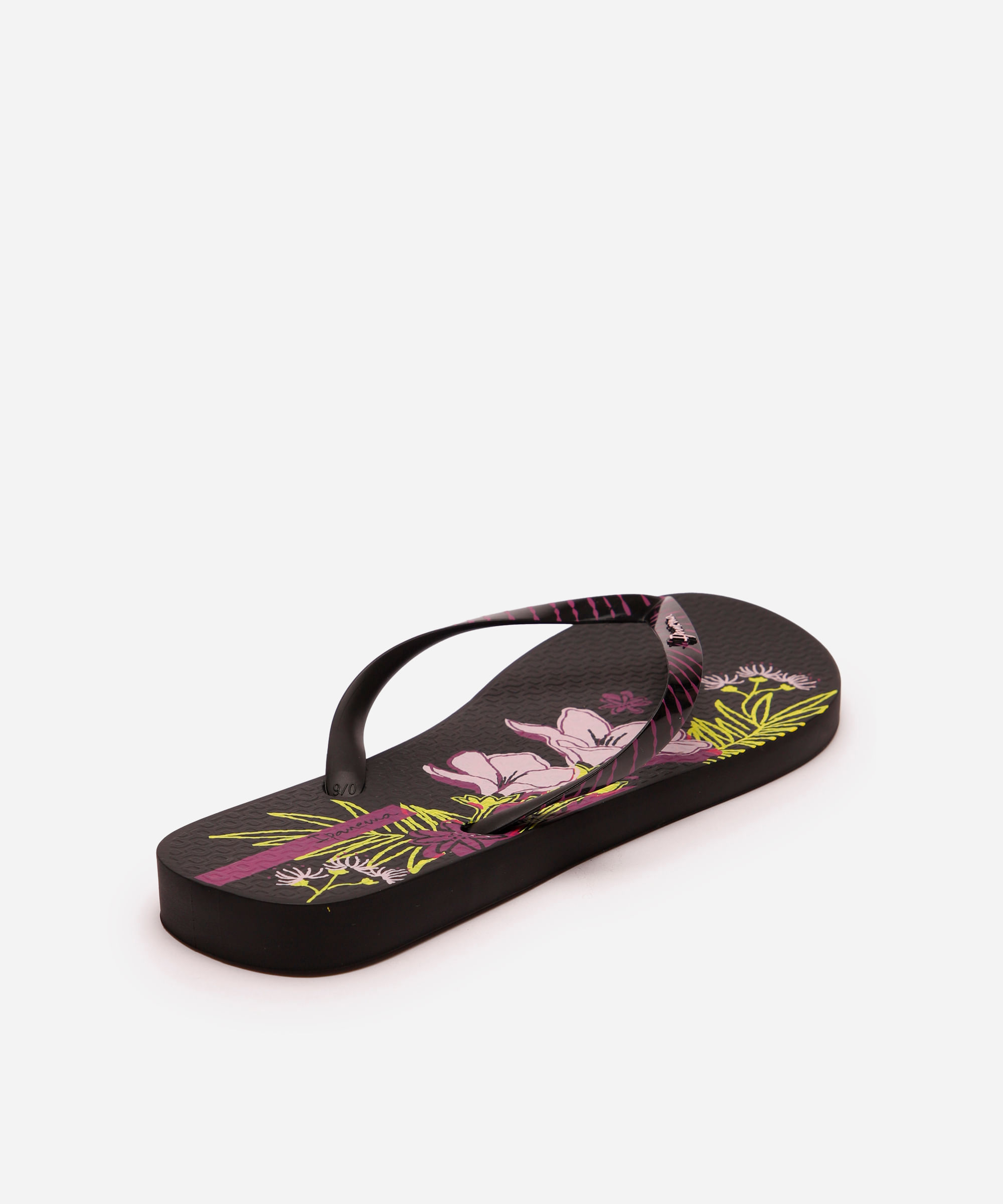 chinelo ipanema slim floral - preto
