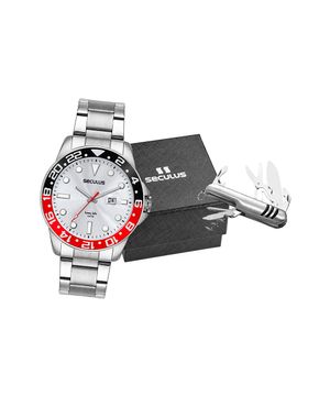 relógio masculino seculus 44210g0svna2k analógico calendário prateado