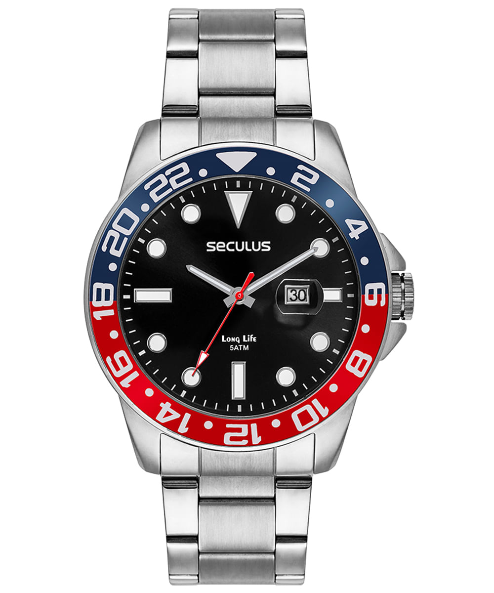 relógio masculino seculus 44210g0svna1k analógico calendário prateado