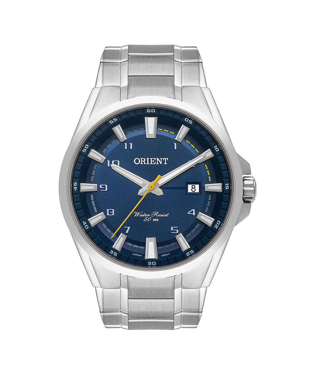 relógio masculino orient mbss1368d2sx analógico calendário prateado