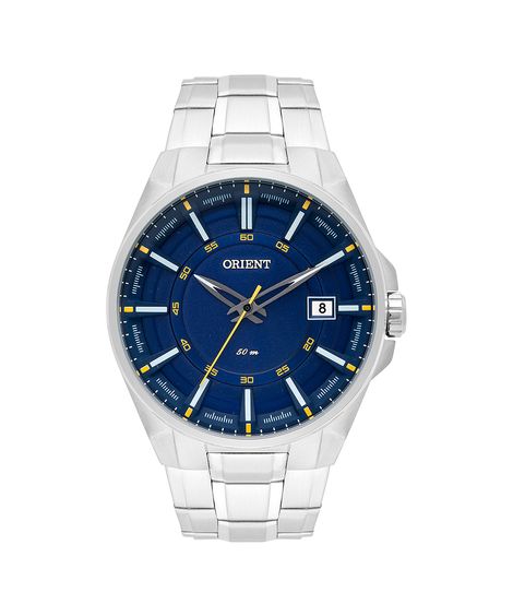 relógio masculino orient mbss1313dysx analógico calendário prateado
