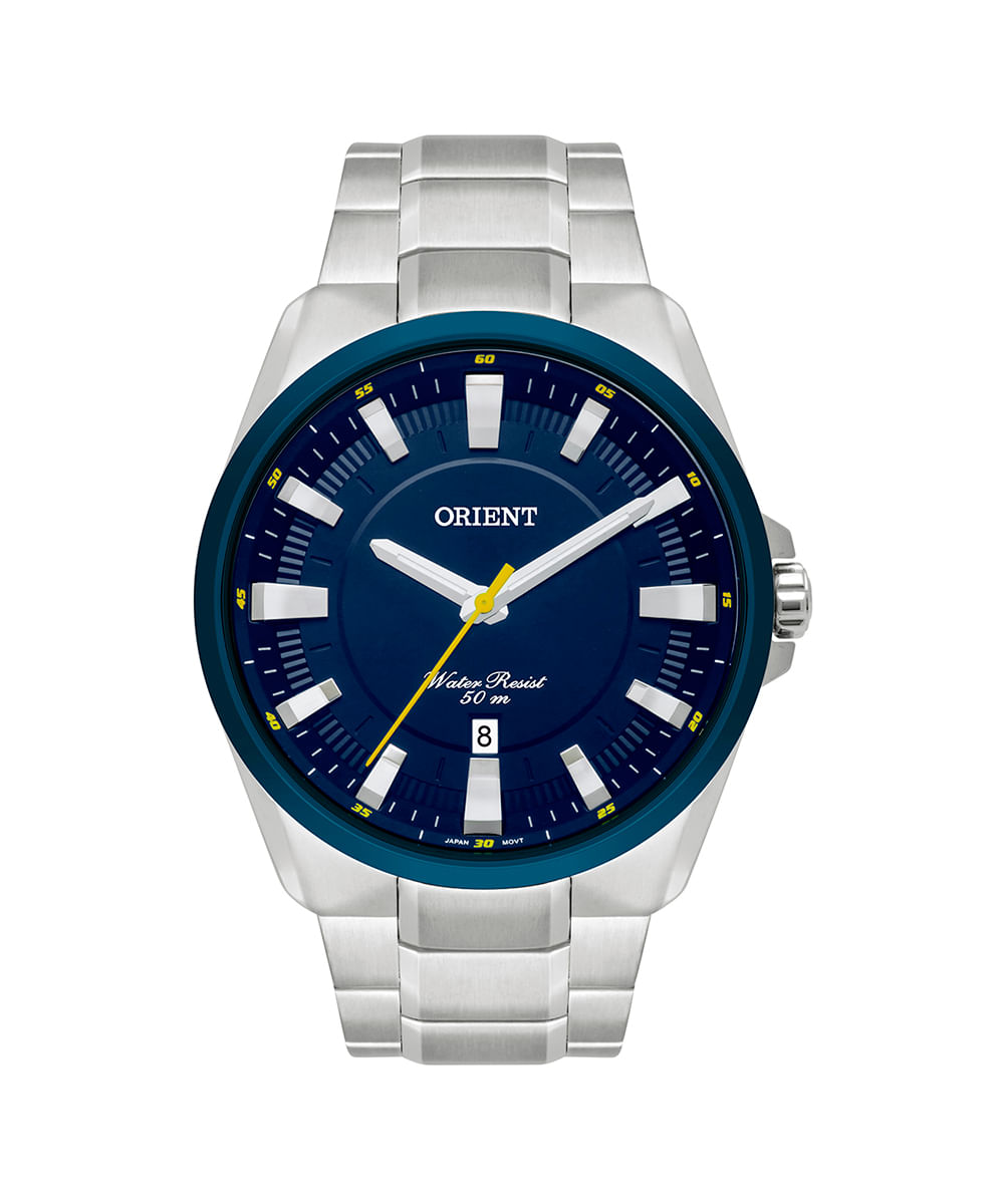 relógio masculino orient mbss1356d1sx analógico calendário prateado
