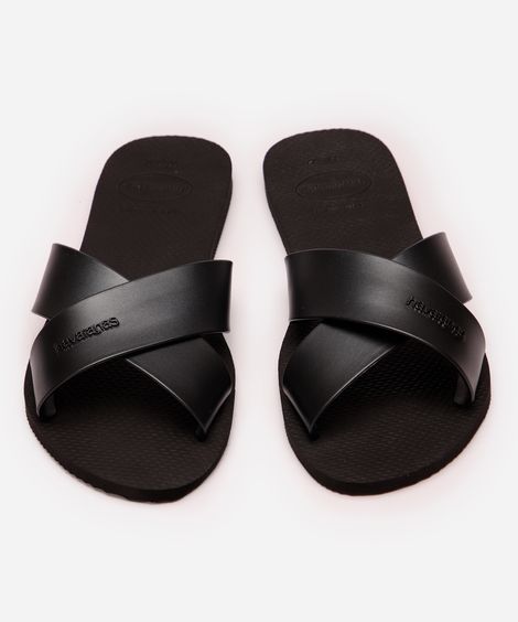 havaiana feminina aqua metálica preta