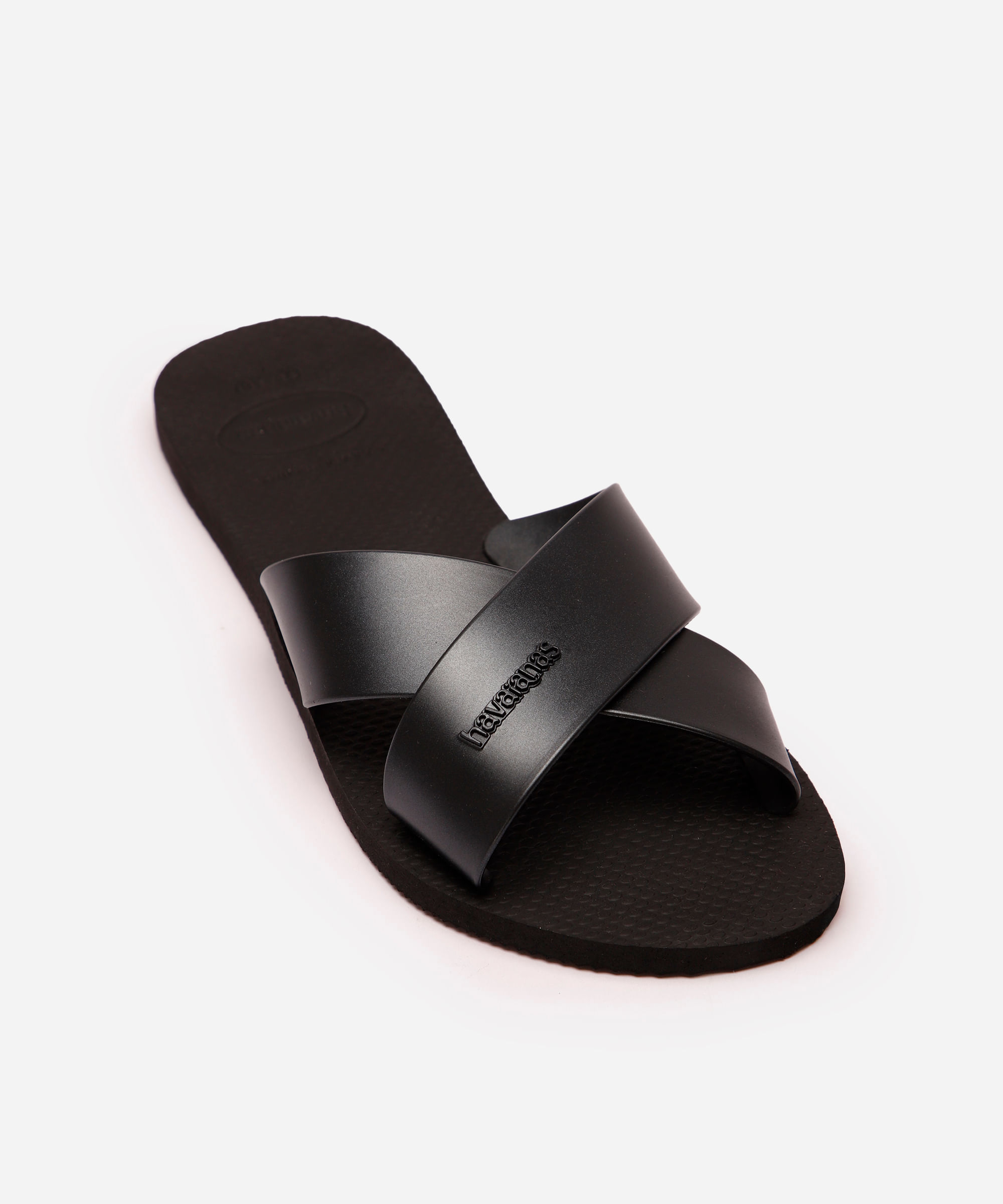 havaiana feminina aqua metálica preta