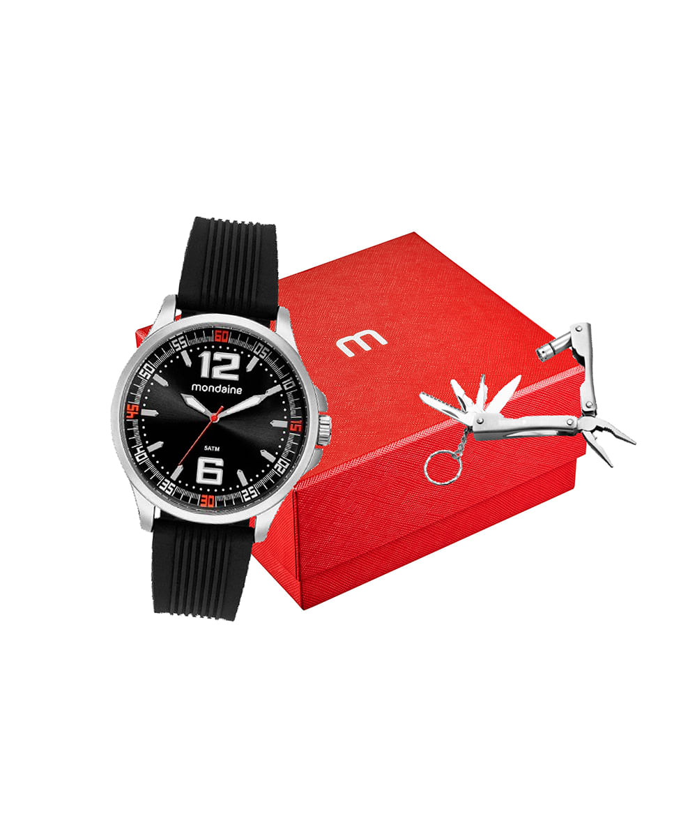 kit de relógio masculino mondaine 76672g0mvni5kf analógico prateado