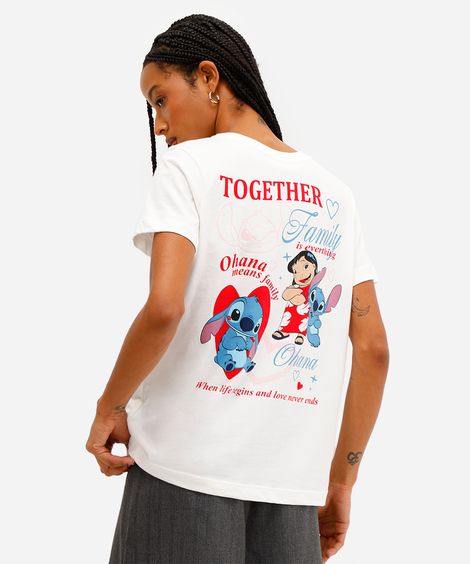camiseta feminina de algodão stitch off white