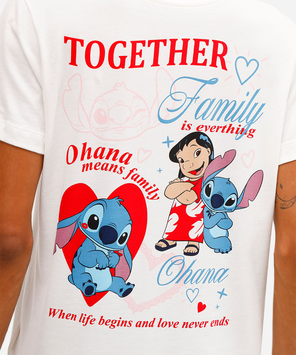 camiseta feminina de algodão stitch off white