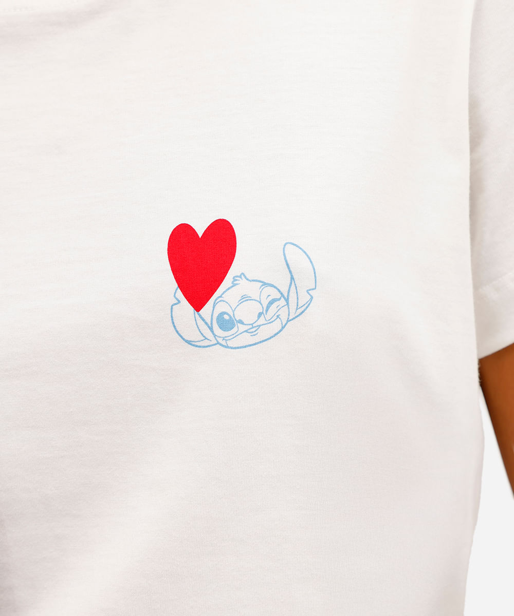 camiseta feminina de algodão stitch off white