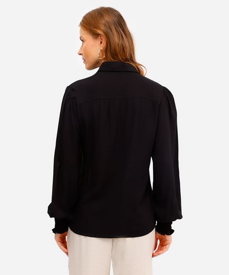 camisa feminina de viscose manga longa preta