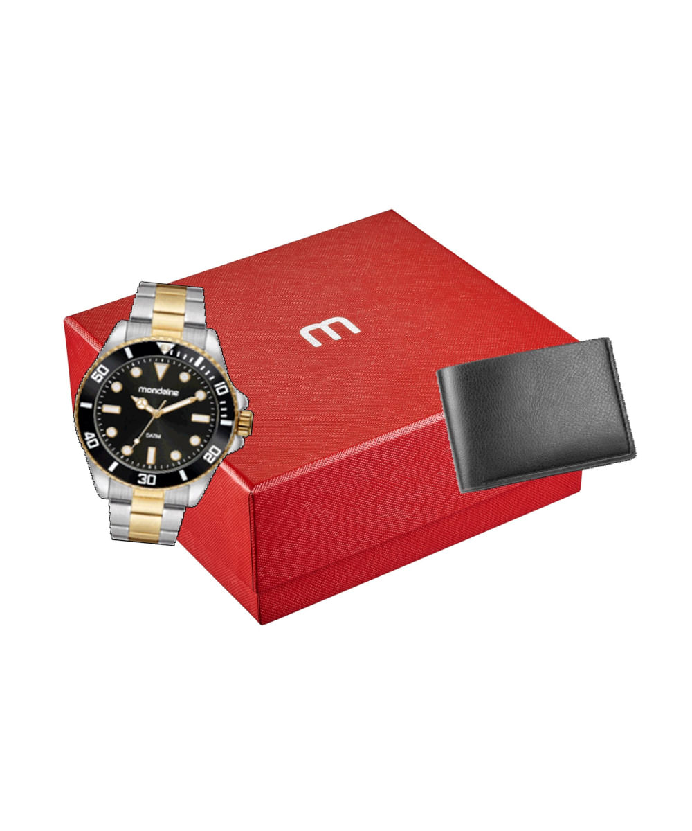 kit relógio masculino mondaine 32549gpmvbe3k analógico prateado