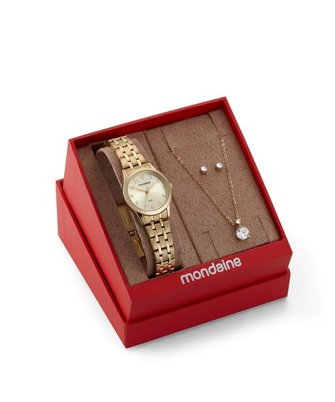 kit relógio mondaine analógico 32608lpmkde1k1 dourado