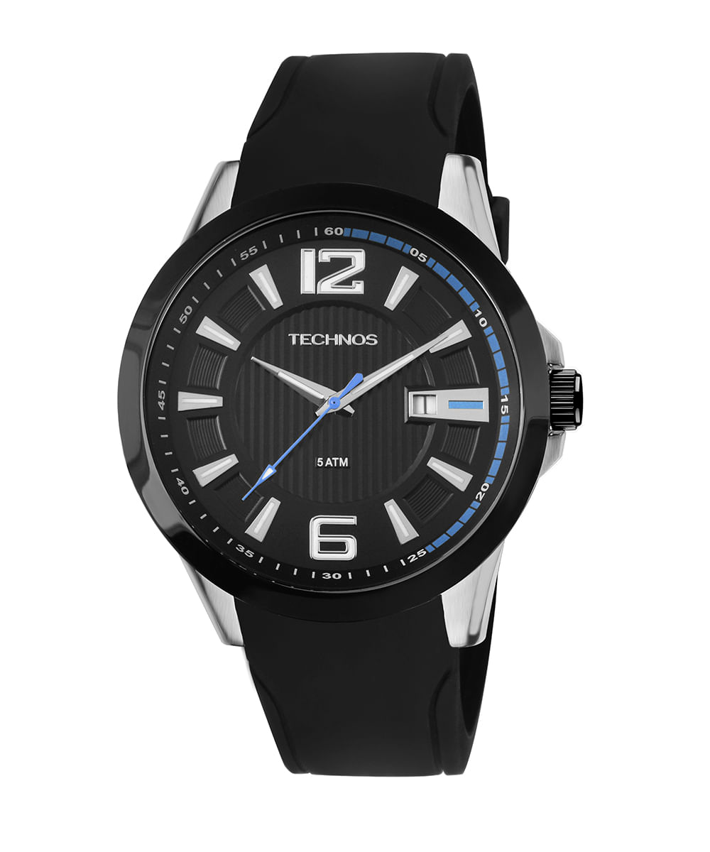 relógio masculino technos 2115knw8p analógico-calendário prateado