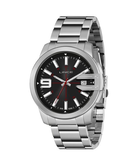 relógio masculino lince mrm4708lp2sx analógico-calendário prateado